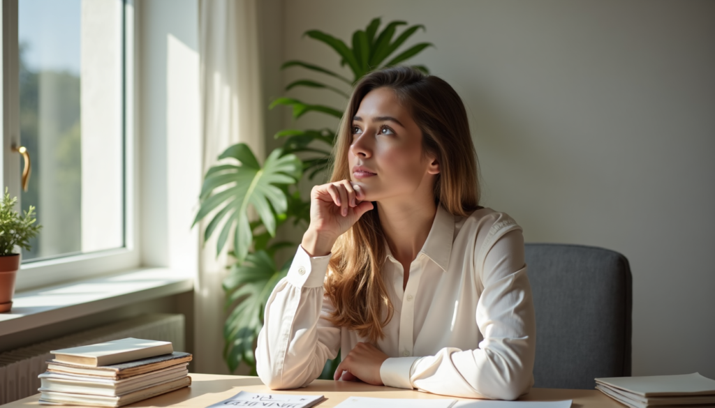 Person reflecting calmly to strengthen mental focus and mindset mastery