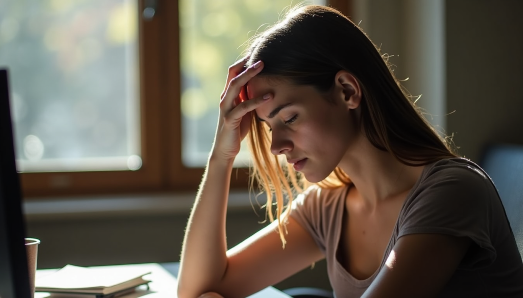 Person reflecting on negative thoughts while journaling to improve mindset