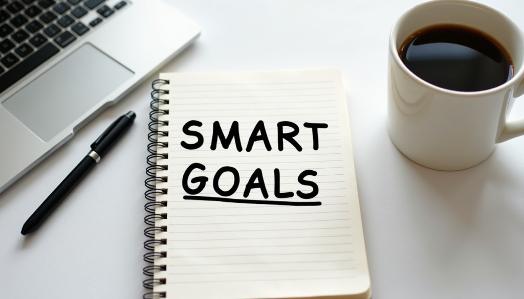 SMART goals written in notebook showing clear and achievable objectives