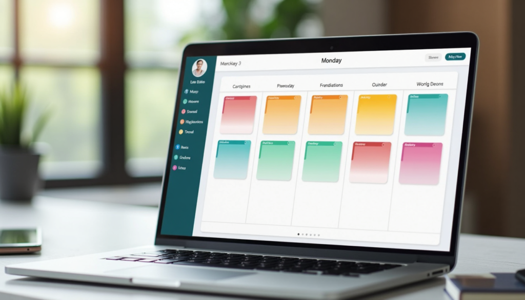 Color-coded calendar showing time blocks for improved productivity