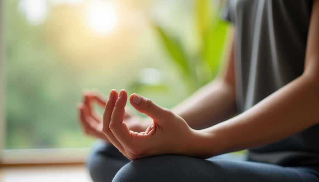 Hands in meditation pose representing mindfulness practice