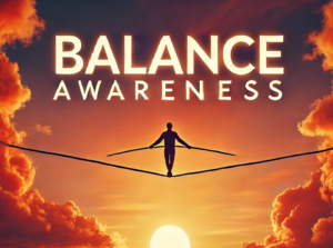 Sunset Tightrope Walker Balancing Awareness