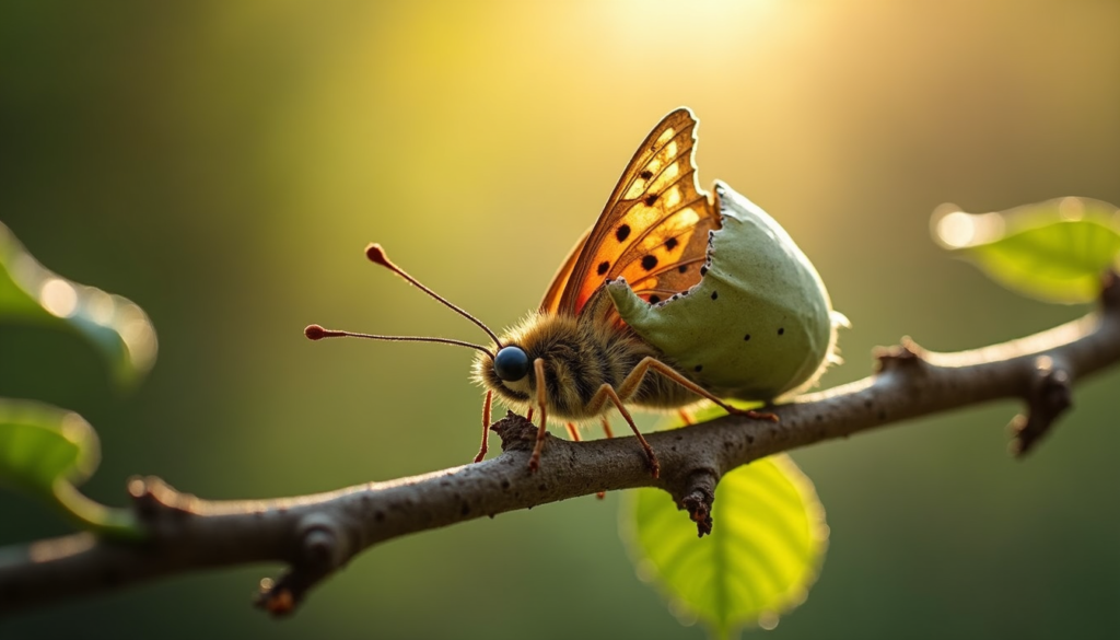 Butterfly emerging from cocoon, symbolizing breaking free from perfectionism