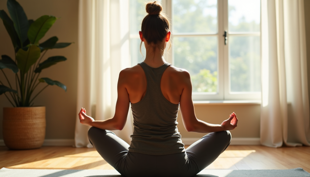 Person practicing yoga or meditation to connect with body signals