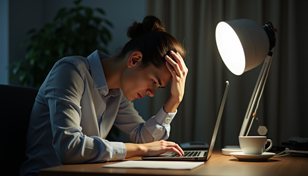 Person slouching at desk symbolizing inactivity and lack of movement