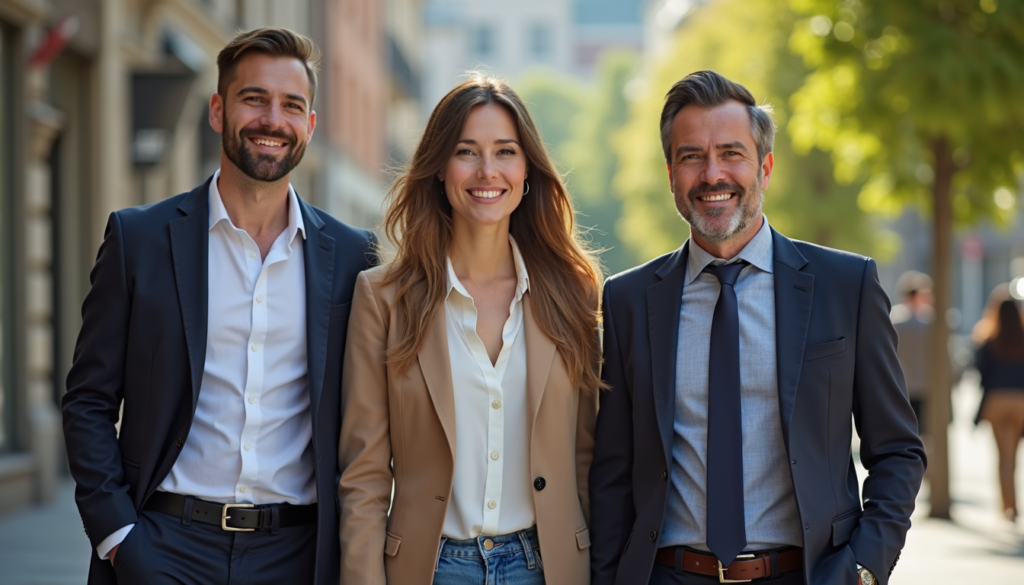 Confident individuals improving appearance with style